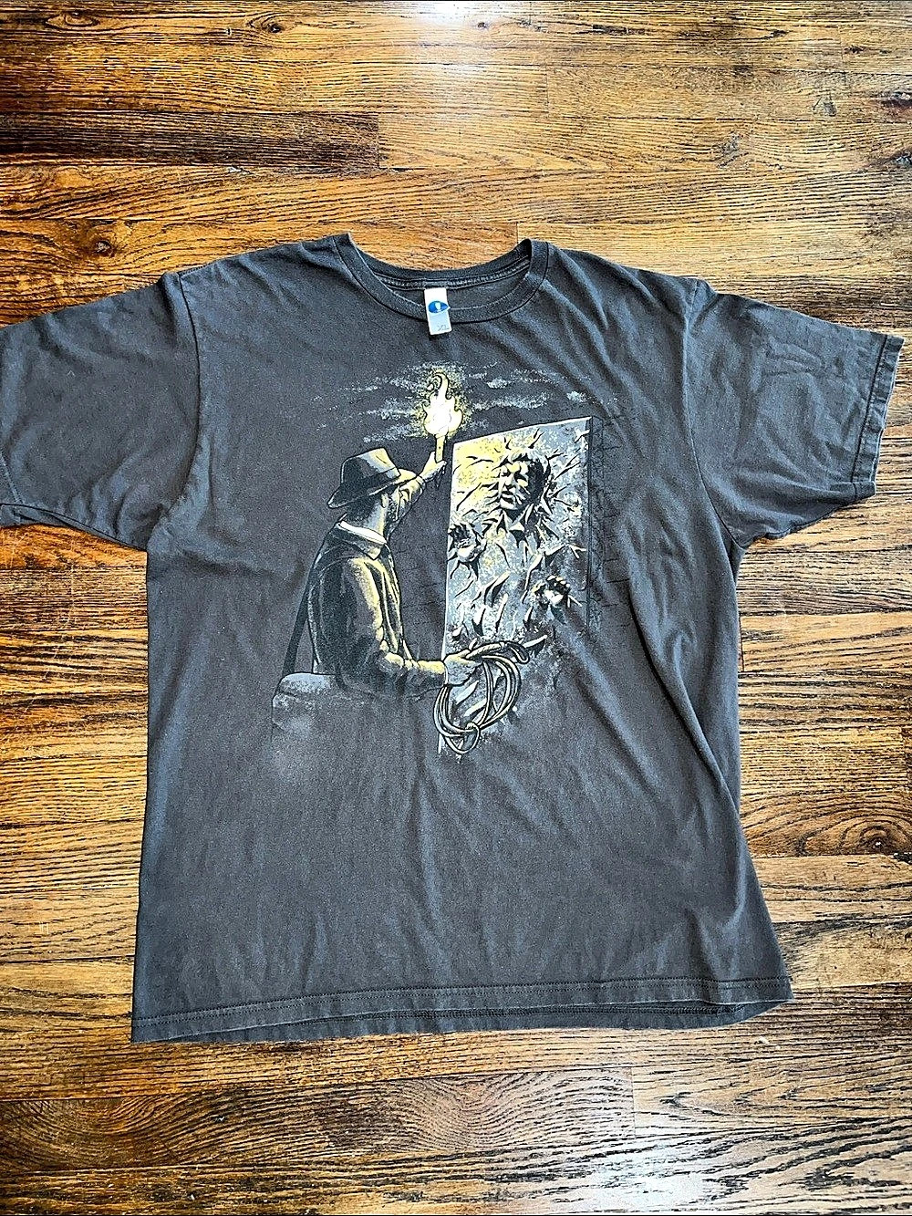 Disney Han Solo Indiana Jones Graphic Short Sleeve Tee Men’s XL Charcoal Grey